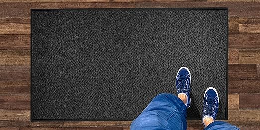 M+A Matting WaterHog Diamond | Commercial-Grade Entrance Mat with Rubber Border – Indoor/Outdoor, Quick Drying, Stain Resistant Door Mat (Charcoal, 3' x 8')