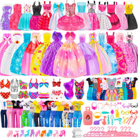 TQRAZ 76 Pcs Doll Car Playset Clothes and Accessories with 11.5 Inch - 110 pcs
