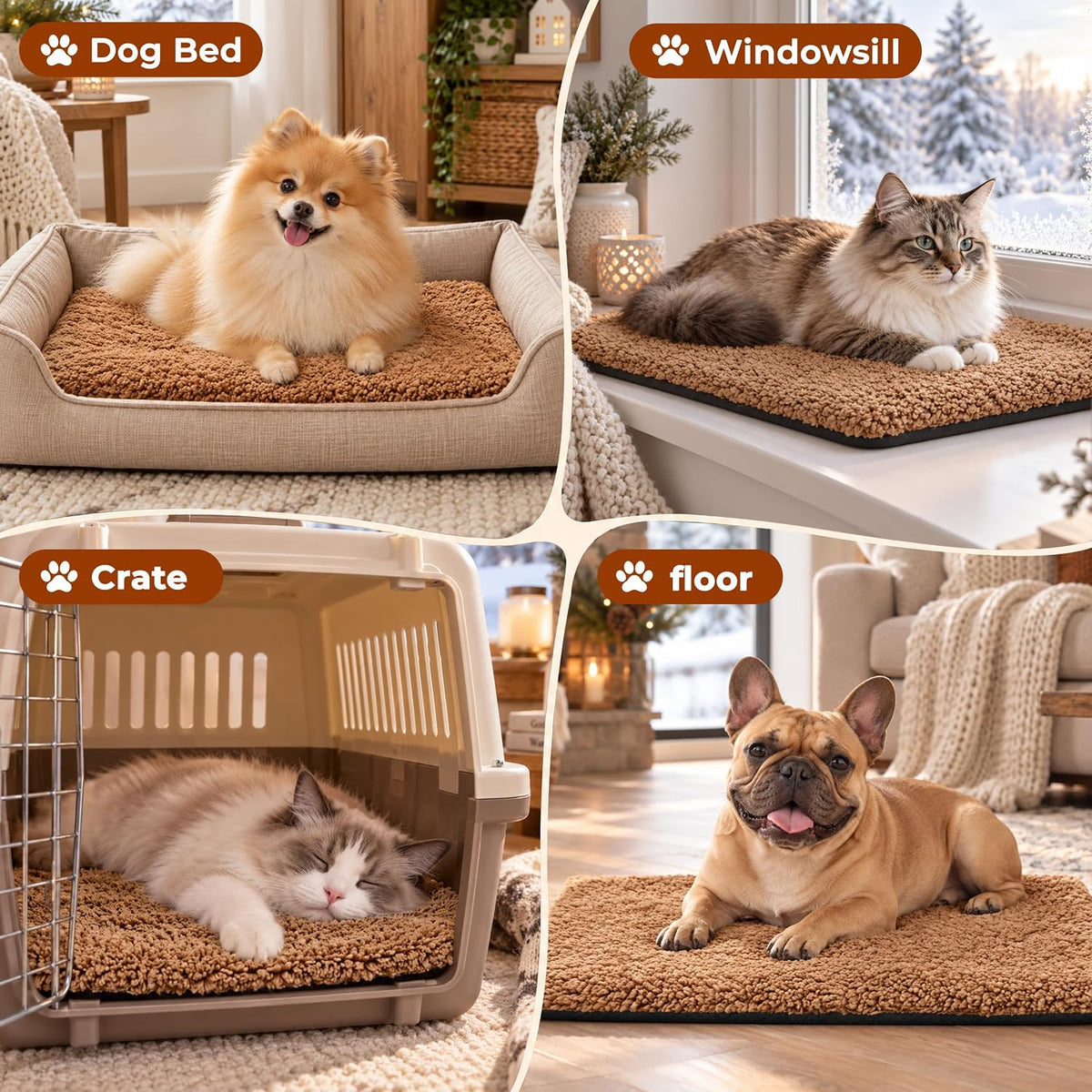 PatiencET Self Warming Cat Bed for Indoor Cats 18'' x 24'' - Khaki / 14*20 - image 2