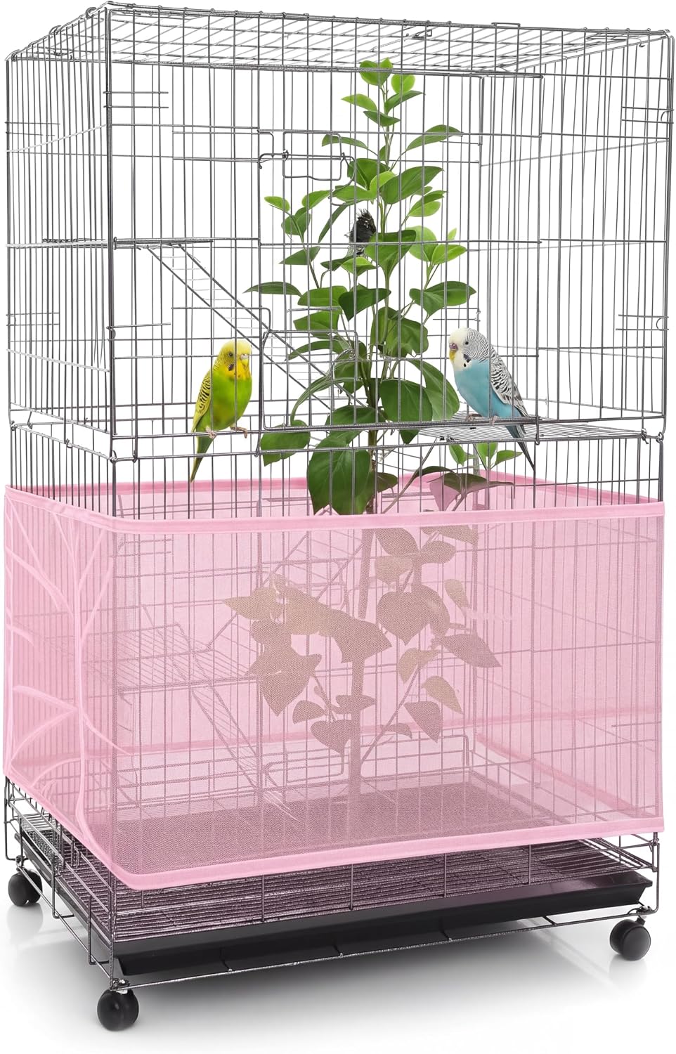 Bird Cage Net Cover Seed Catcher - Light Pink / 118 x 15 Inch/ 300 x 37 cm