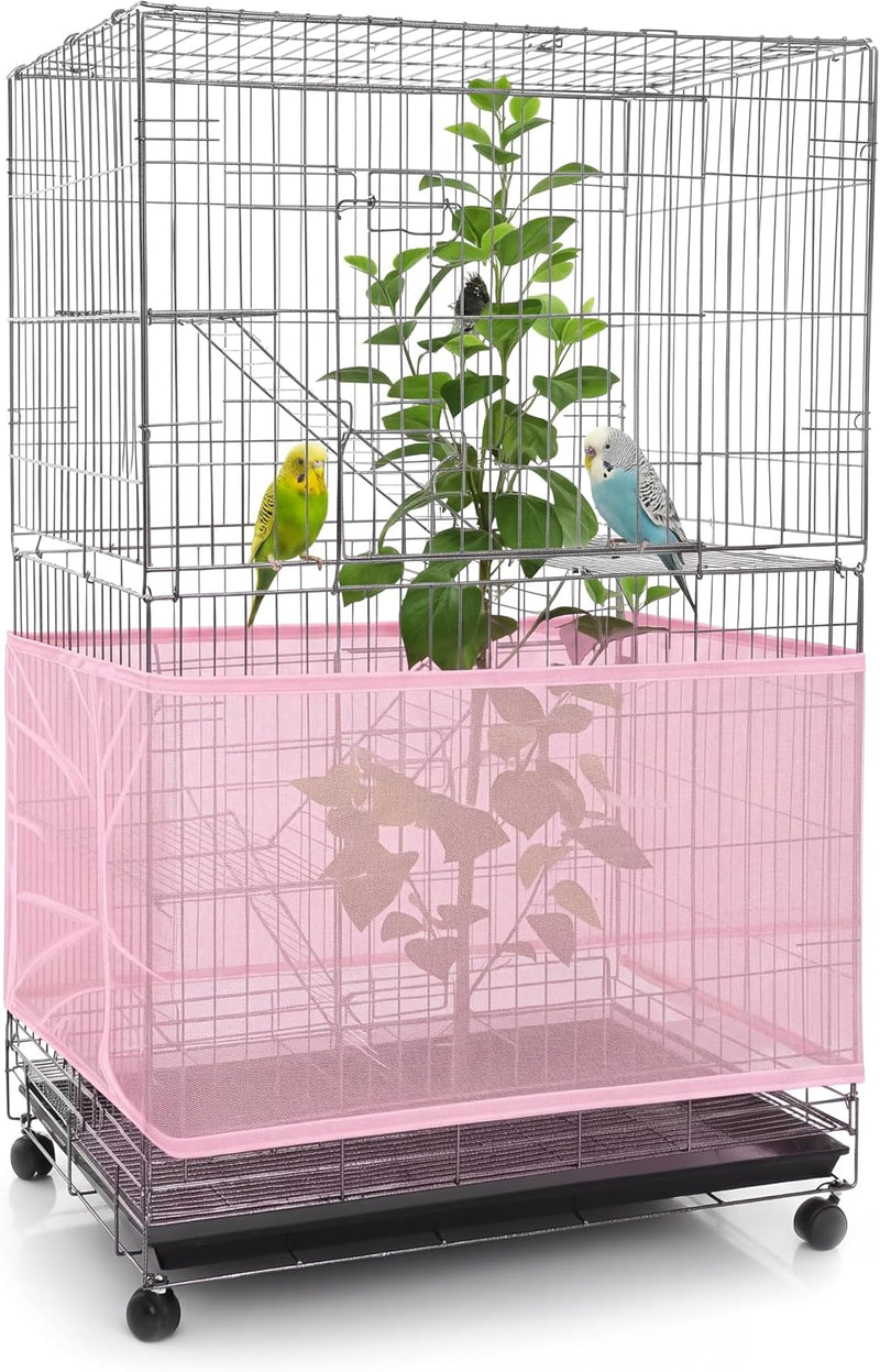 Bird Cage Net Cover Seed Catcher - Light Pink / 118 x 15 Inch/ 300 x 37 cm