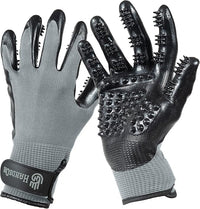 H HANDSON Pet Grooming Gloves - Patented #1 Ranked, Award Winning Shedding, Bathing, & Hair Remover Gloves - Gentle Brush for Cats, Dogs, and Horses (Grey, Medium)