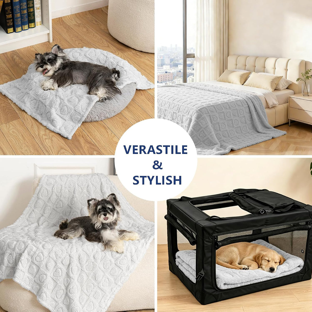 Pet Blanket for Dogs Cats - Light Grey / 50x60" - image 4