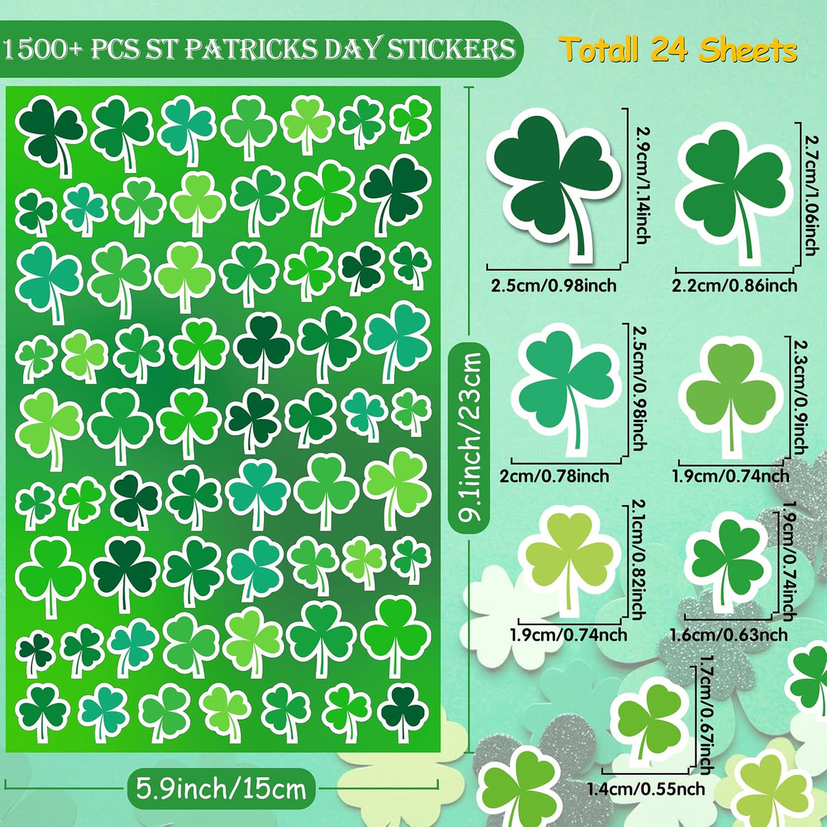 LINAYE 24 Sheets Happy Birthday Stickers, 730 Counts - Shamrock 24 Sheets - image 2
