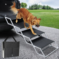 Folding Dog Stairs for Car, 16.9" Wide 4-Step Non-Slip Pet Steps – Essentials for Dogs - Black / 20In-4 Steps