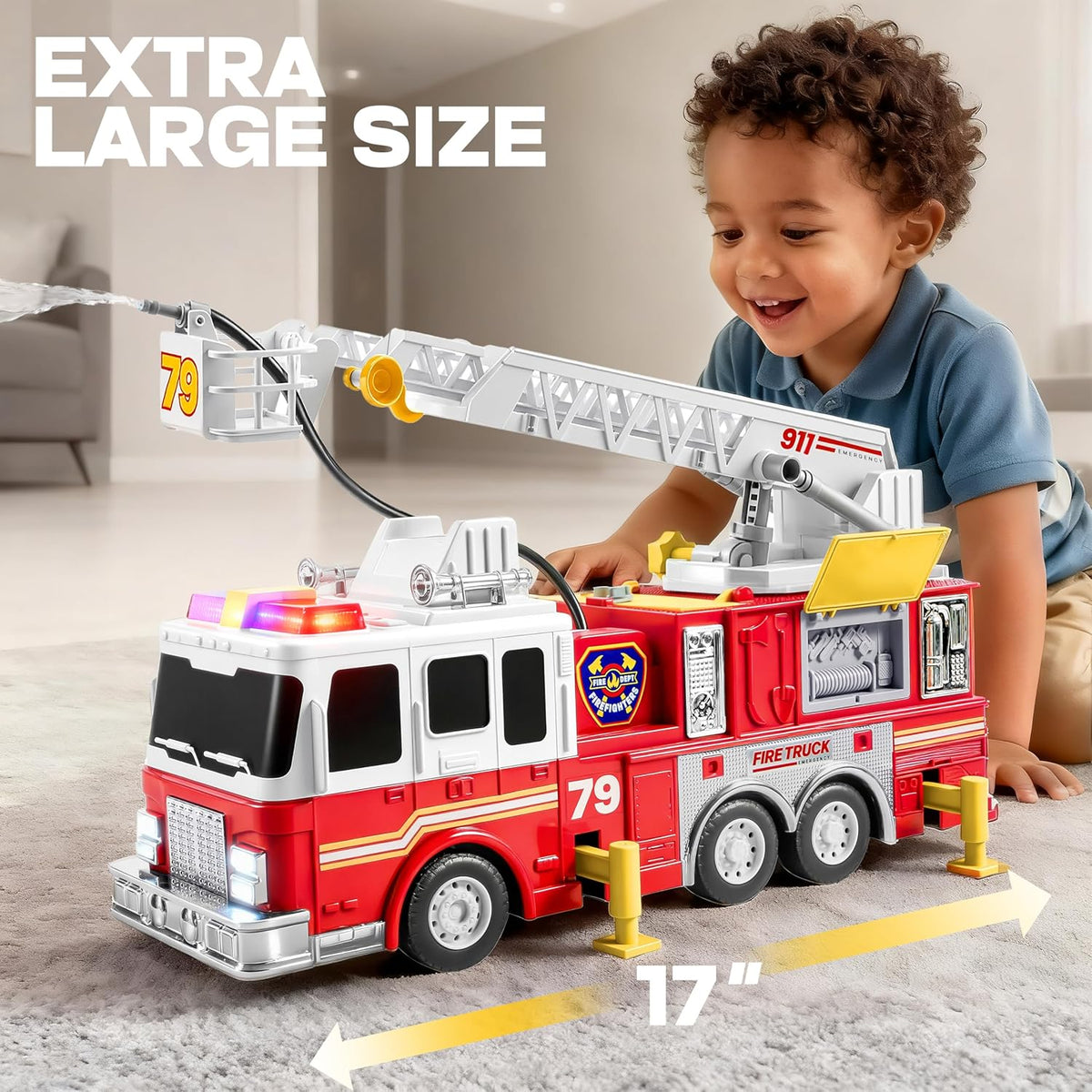 JOYIN Extra Large Fire Truck Toy, with Ladder - image 2