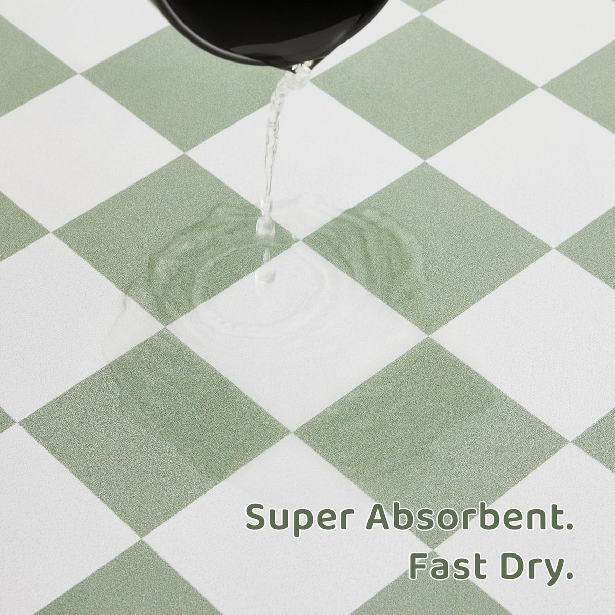 Checkered Dog Feeding Mat - 24"L x 16"W / Sage - image 4