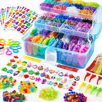 INSCRAFT 17500+ Rubber Loom Bands with 3 Layer Pink Container - Blue