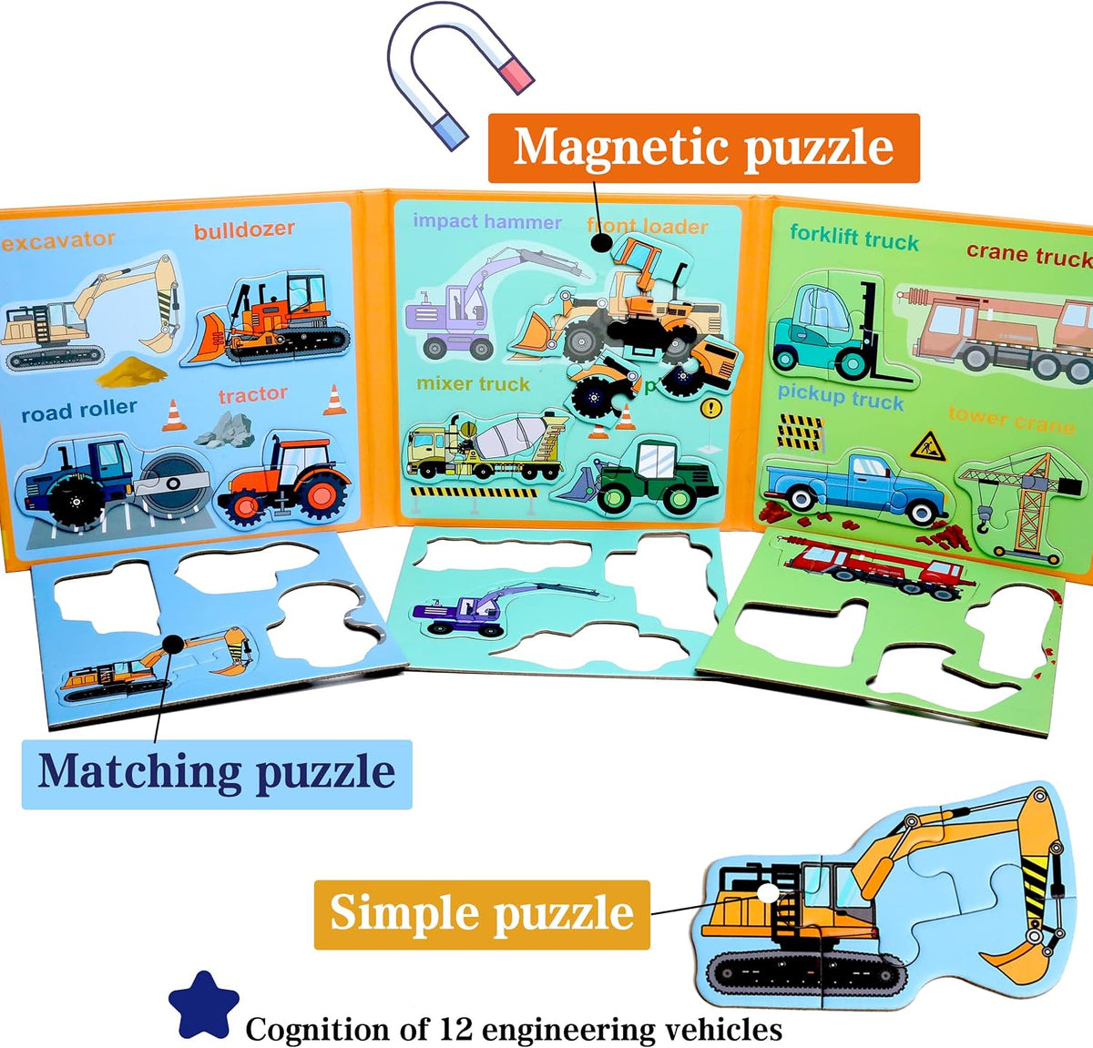 Magnetic Puzzles for Kids Ages 3-5 - Engineering vehicle - image 3