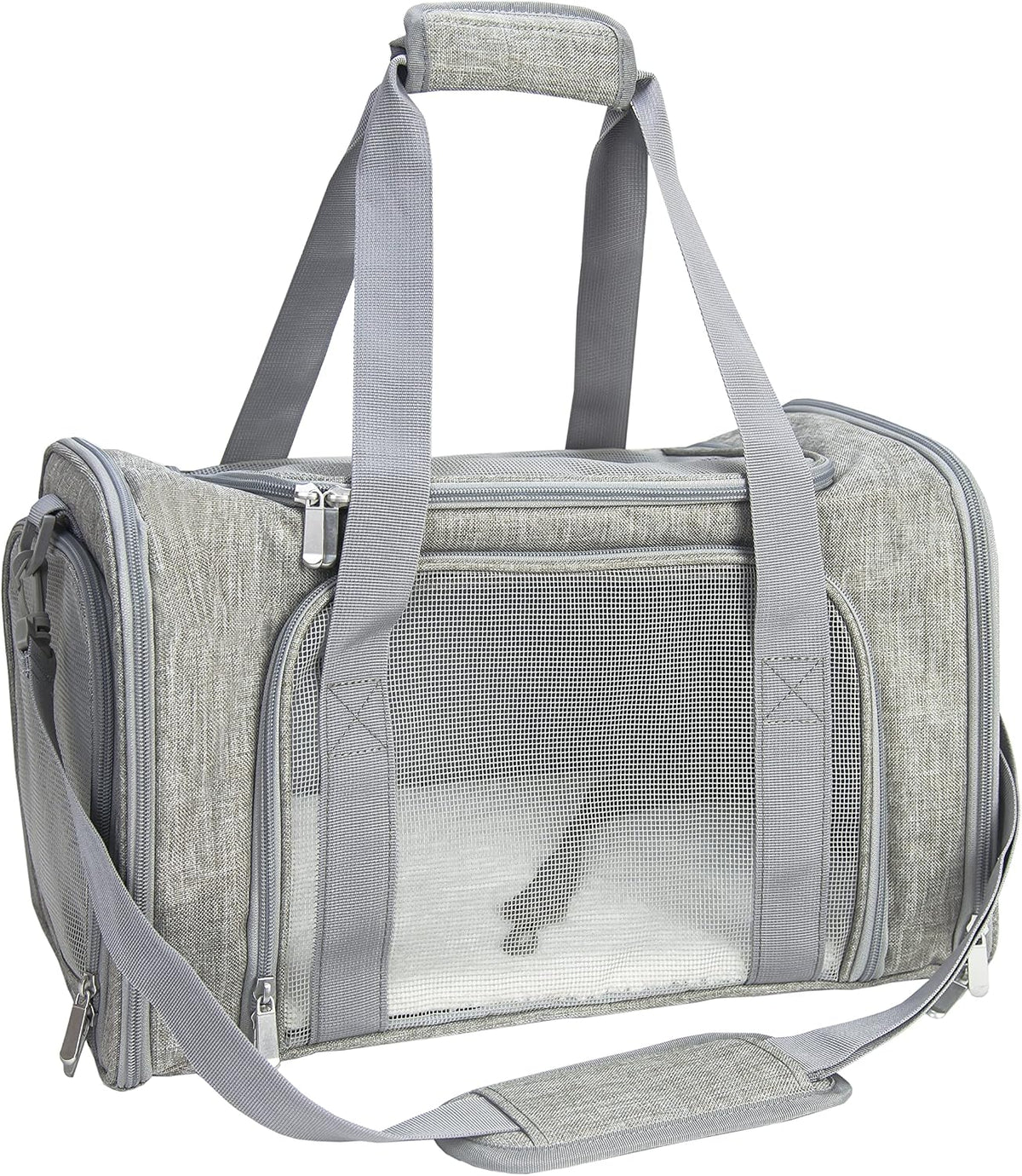 Soft Sided Carrier for Small Medium Cats Dogs - 17.0"L x 11.0"W x 11.0"H / Grey