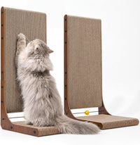 FUKUMARU Cat Scratcher, 26.8 Inch L Shaped Cat Scratch Pad for Indoor Cats – Essentials for Cats - 2 Pack 25 in Walnut Color