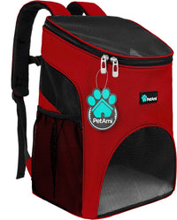 PetAmi Cat Backpack Carrier for Small Dogs and Large Cats - Red