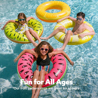 Sloosh 4 Pack Inflatable Pool Floats, Pool Tube Rings - Fruit - image 3
