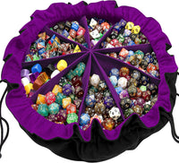 SIQUK Large Dice Bag with Pockets Big Capacity Dice Bag Drawstring - Black & Dark Violet