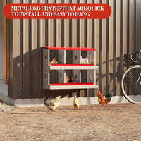 6 Hole Chicken Nesting Box with Roll Out Egg Tray, Rustproof & Ventilated Chicken Laying Boxes for Hens, Chickens, Ducks | Easy-Clean Poultry Coop Accessories
