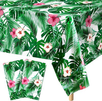 durony 2 Pieces Halloween Candy Corn Disposable Tablecloths 108 x 54 - 2 / Green Hawaiian