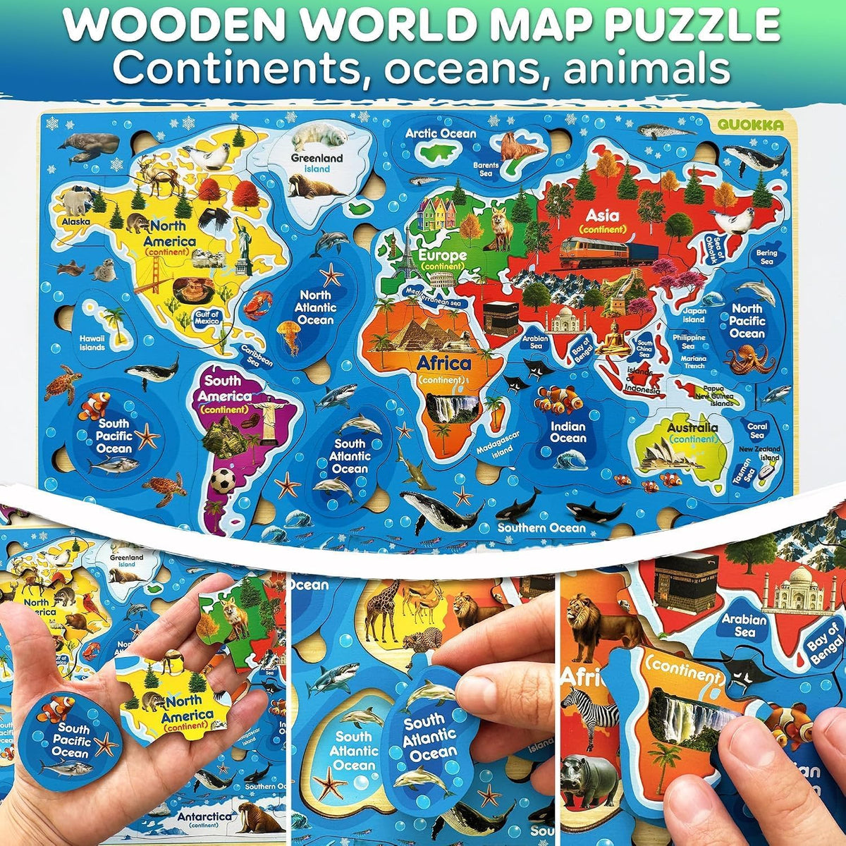 US Map Puzzles for Kids Ages 4-6 - Wood Maps x2 - image 3