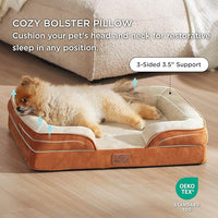 Bedsure Orthopedic Dog Beds for Small Dogs - Washable Small Dog Cat Bed Waterproof, Comfort Pet Couch Sofa with Washable Removable Cover, Pets Bed with Nonskid Bottom, Ember Clay, 24"