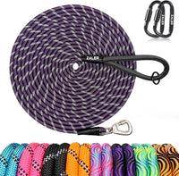ZALER Long Dog Leash, 50 feet 30ft 20ft 15ft 10ft Dog Training Lead, Heavy Duty Reflective Check - Purple / 20FT*2/5"