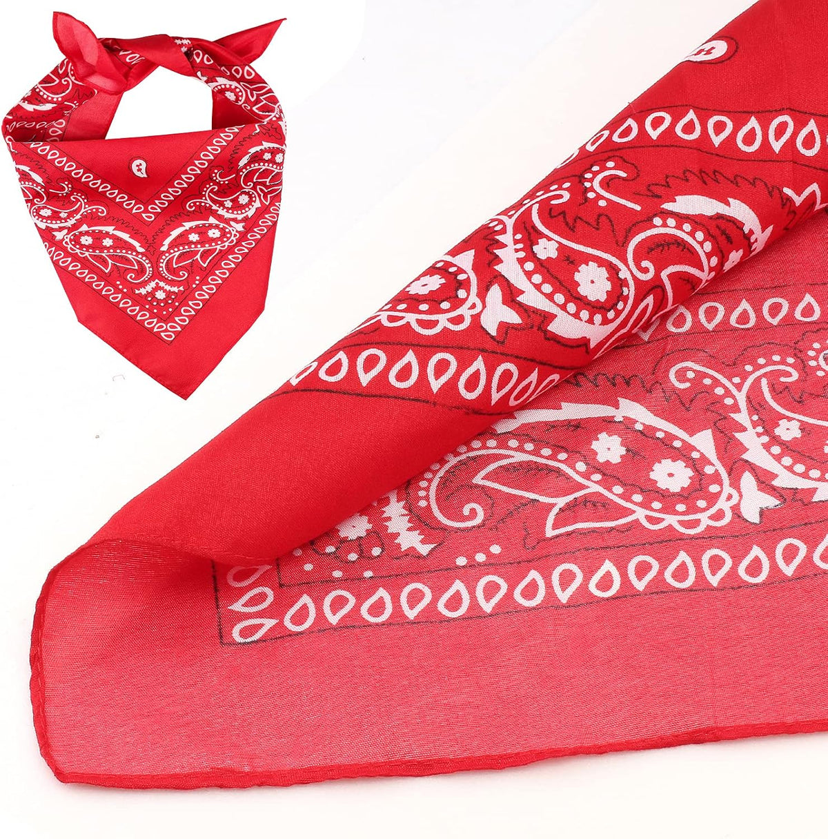Yewong pet cowboy hat with chin strap and red paisley bandana - view 2