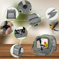 Small Bird Carrier, Large Window Travel Cage with Stand and Easy Clean Tray for Parrot Parakeet - Grey - image 4
