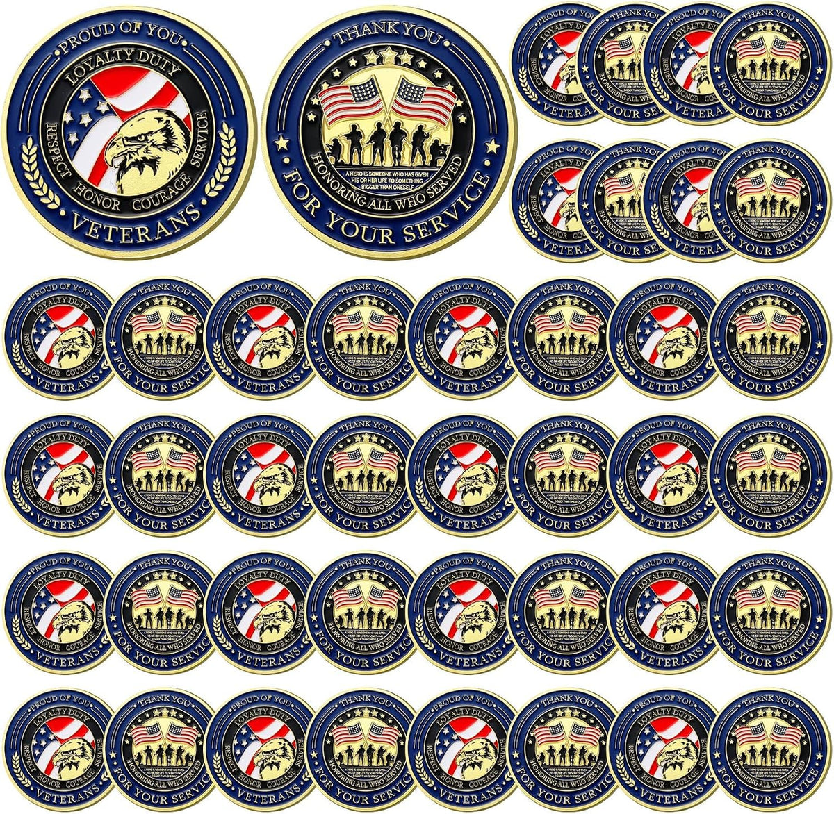 Landical 40 Pcs Military Challenge Coins Collection Set Bulk - Classic