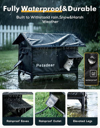 Large heated outdoor cat house with waterproof eaves and raised base for 2 to 3 cats - view 3