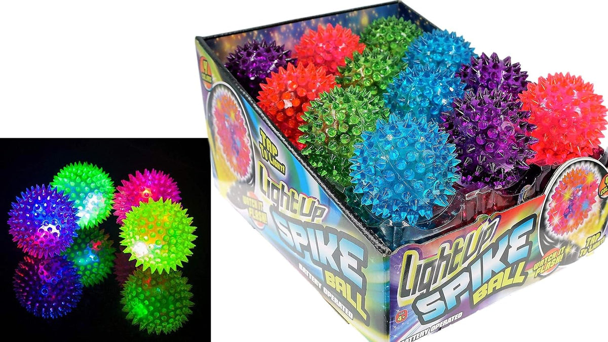 JA-RU Light Up Rubber Spike Balls Fidget Toy 695-4p – Fun for Kids & Family - Spike Balls / 24 Pack of Spike Balls