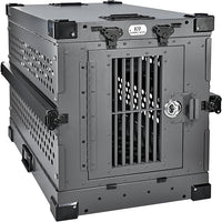 Heavy Duty Fully Collapsible Powder-Coated Aluminum Dog Crate - Small (Gray)