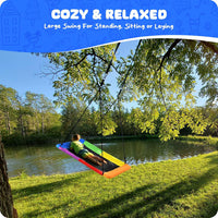 Trekassy 700lbs 60" Large Rectangle Platform Tree Swing for Kids - Rainbow - image 4