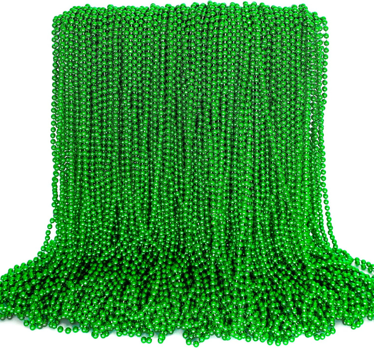 100PCS Bead Necklace, Gold Mardi Gras Beads Party Stuff - Green