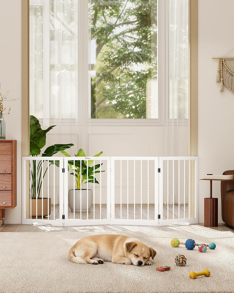 Free Standing Dog Gate Indoor - White / 4-Panel, 24"Tall