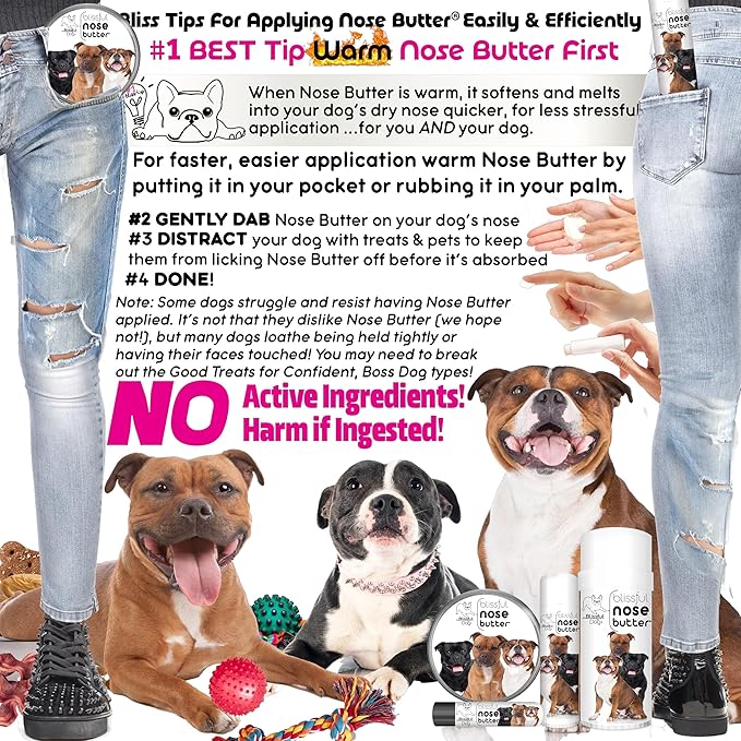 The Blissful Dog Staffordshire Pitbull Terrier Unscented Nose Butter - Dog Nose Butter, 4 Ounce