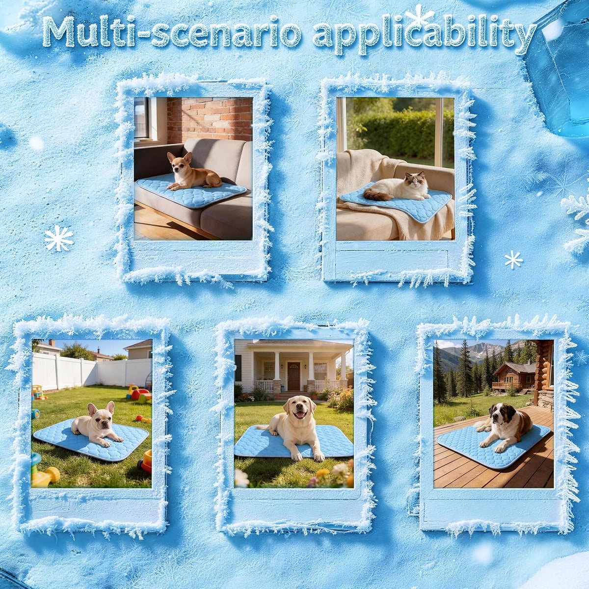 Dog Cooling Mat for Large Dogs - Blue Cloud Stitching / Medium - image 3