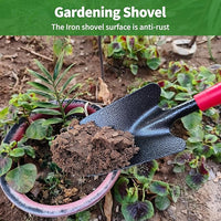 Set of 7 Gardening Tool Set, Rust-Resistant Handy Tools for Gardening, Ideal Gardening Gift Set, Including Trowel, Weeder, Hoes, and Rakes (Red)