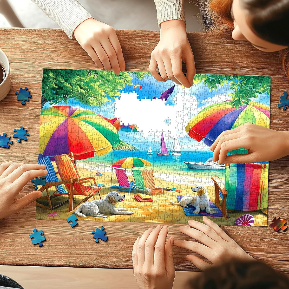 Halloween Puzzle 500 Piece with Lettered for Adults Gift - 1000piece - Beachside Umbrellas - 27.5x19.7" / Retired Models - image 4