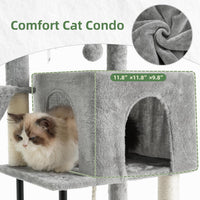43.3 inch cat tree tower with hammock, condo and sisal for kittens - view 3