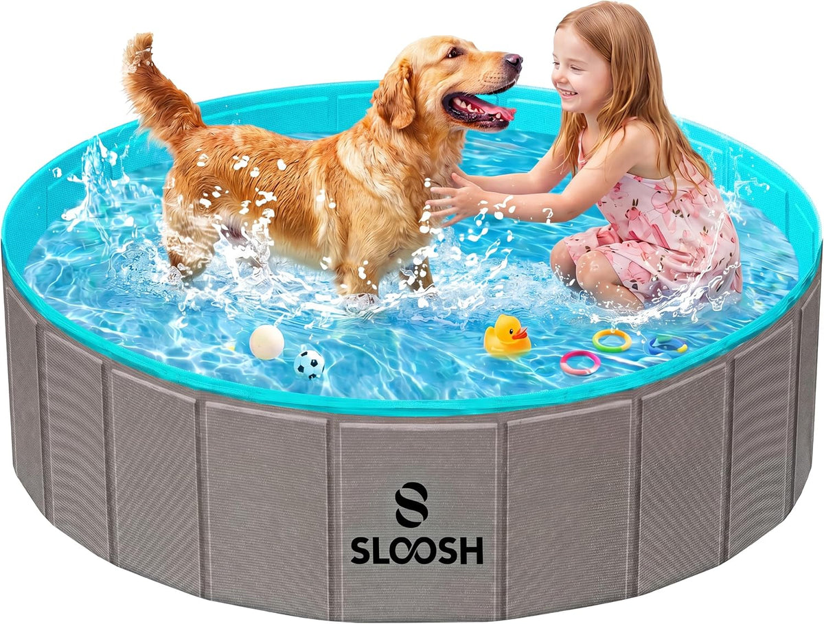 SLOOSH Foldable Dog Kiddie Pool - Gray / 48" x 12"