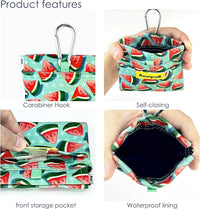 Dog Treat Pouch,Cotton Pocket Sized Training Holder, Hand Free Walking Funny Bag with Carabiner, Self-Closing Pet Feed Snack Reward, Behavior Aids for Puppy Travel or Outdoor Use（Watermelon）