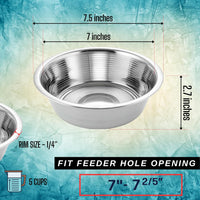 Pet Feeder Stainless Steel Dog Bowls Replacement 8" Diameter 2-Pack – Essentials for Dogs - 5 cup (Standard) / Double Pack - image 2