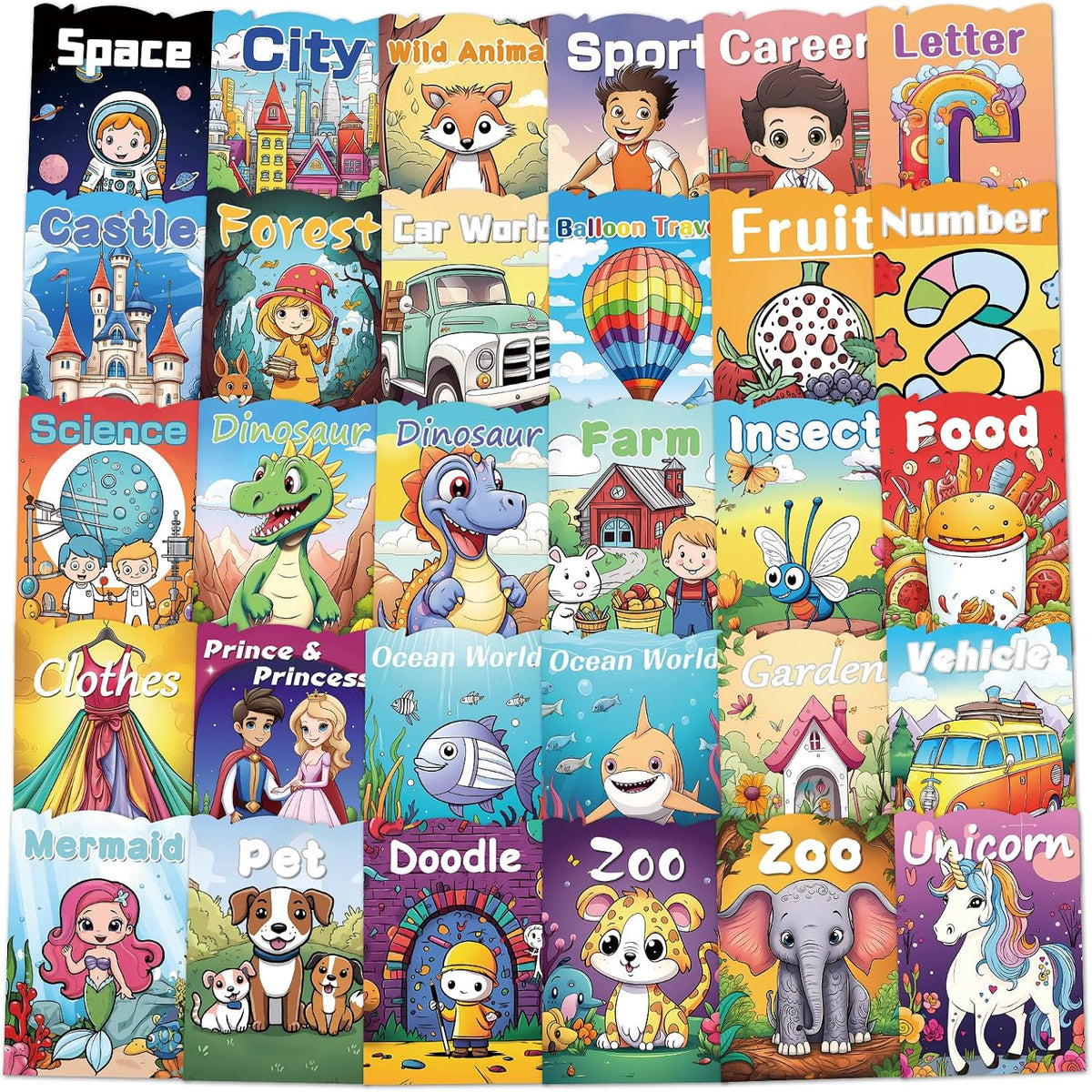 ADEVIAN 30-pack mini coloring books for kids with cartoon covers