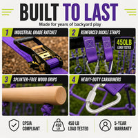 Ninja Warrior Obstacle Course Kids Outside - Purple / 55ft Double Line Kit – 10 Obstacles - image 4