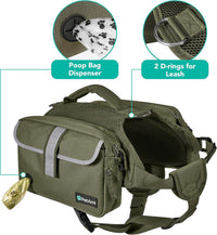 PetAmi Dog Backpack for Medium Large Dogs, Hiking Saddle Bag - Large / Olive Canvas - image 4