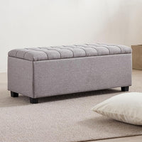 Ottoman with Storage 38 inches, Furniture End of Bed Storage Benches, Long Ottomans Bench with hinged lid, Bench seat Trunk for Foot Rest in Bedroom, Living Room (Gray)
