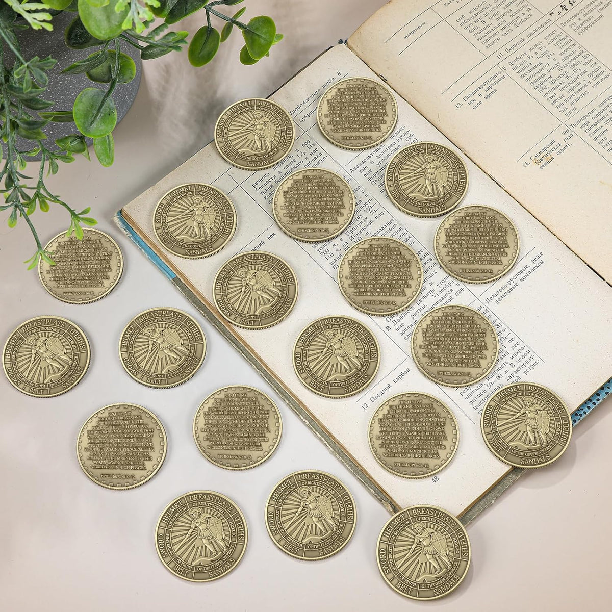 Nosiny 20 Pcs Armor of God Coins Metal Christian Challenge Coins - Vintage Style 2 - image 4