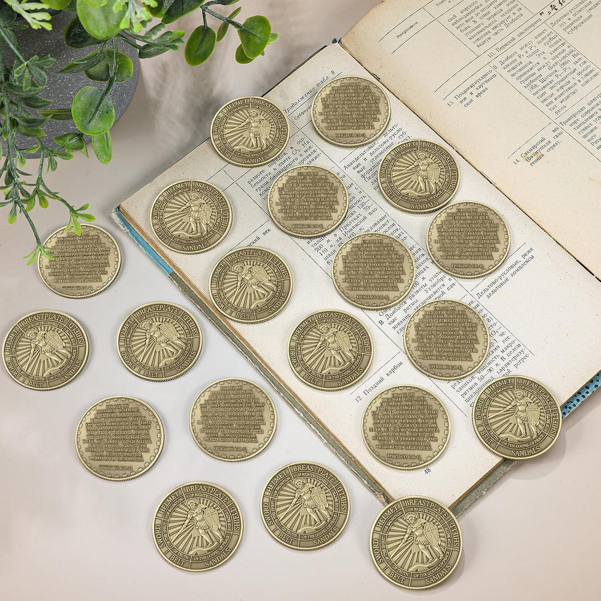 Nosiny 40 Christian challenge coins in gold zinc alloy with double sided print - view 10