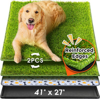 Hompet Dog Grass Pad with Tray Large, 35"x22.5" - Black / 41 x 27"
