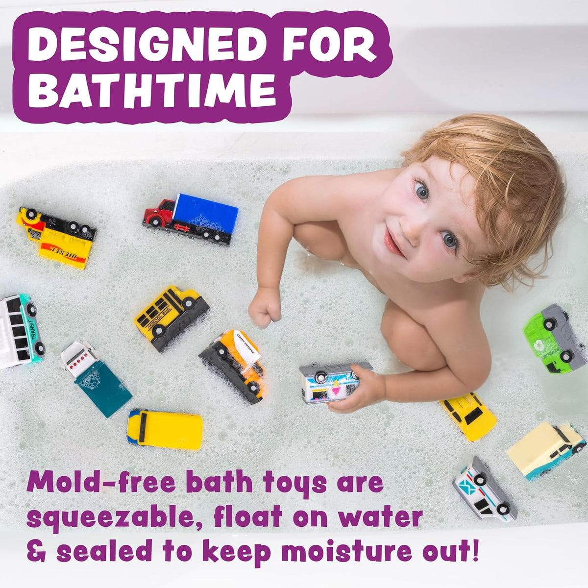 Tub Works Vehicles Bath Cars Mold Free Bath Toys, Sealed - City Cars - 12pk - image 2