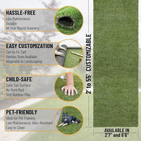 Ottomanson Artificial Grass Puppy Potty Training Pad, 2'7" x 5' Reusable Pee Pad for Small Pets and Dogs