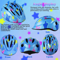 Lamsion Kids Helmet Adjustable Protective Gear Set for Ages 3-8 Girls - Blue Star - image 4
